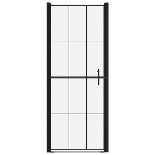 Vidaxl douchedeur 91x195 cm gehard glas zwart