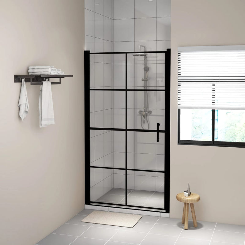 Load image into Gallery viewer, Vidaxl douchedeur 100x178 cm gehard glas zwart
