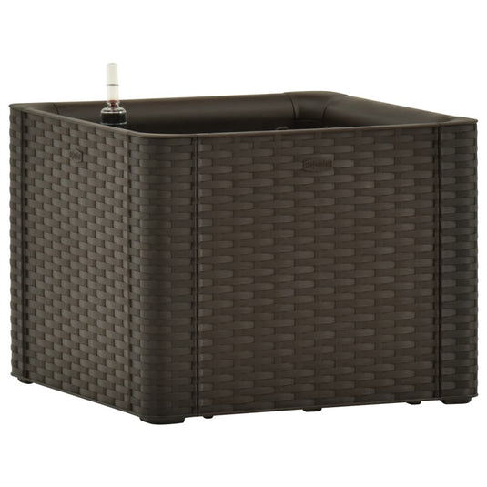 VidaXL Plantenbak hoog met zelfbewateringssysteem 43x43x33 cm mokka