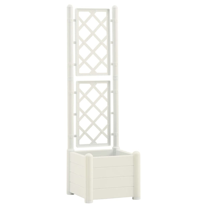 Load image into Gallery viewer, Vidaxl plantenbak met latwerk 43x43x142 cm pp wit

