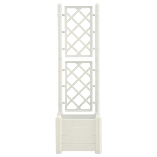 Vidaxl plantenbak met latwerk 43x43x142 cm pp wit