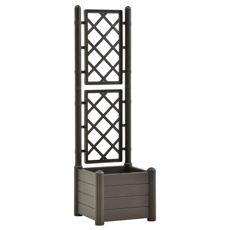 Load image into Gallery viewer, Vidaxl plantenbak met latwerk 43x43x142 cm pp antracietkleurig
