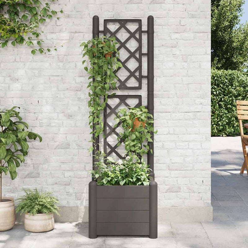 Load image into Gallery viewer, Vidaxl plantenbak met latwerk 43x43x142 cm pp antracietkleurig
