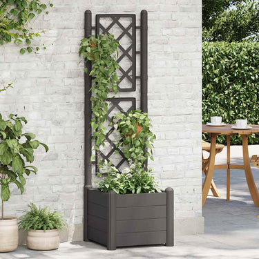 Vidaxl plantenbak met latwerk 43x43x142 cm pp antracietkleurig