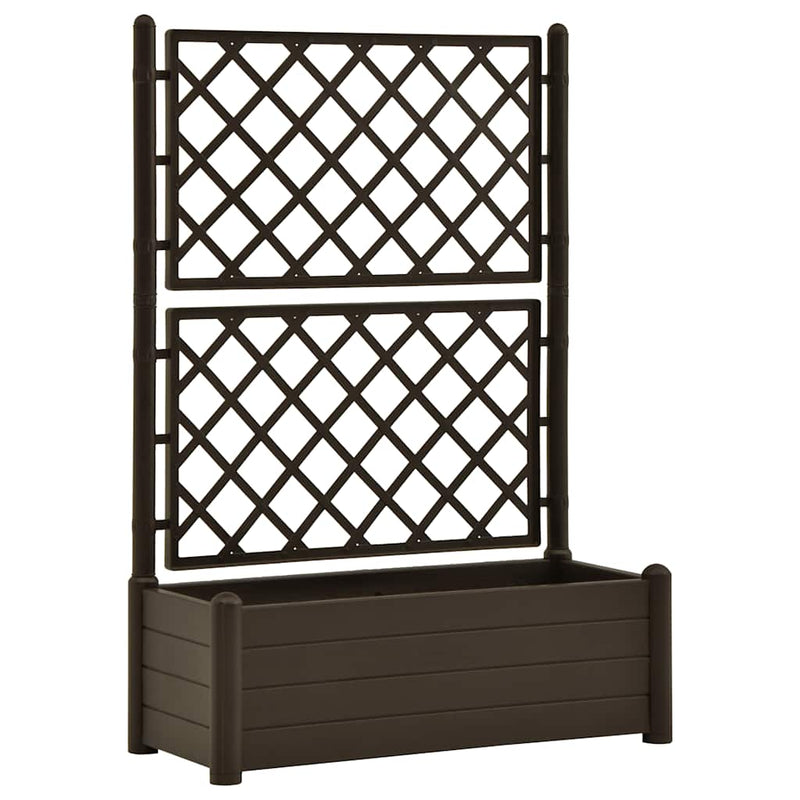 Load image into Gallery viewer, Vidaxl plantenbak met latwerk 100x43x142 cm pp mokka
