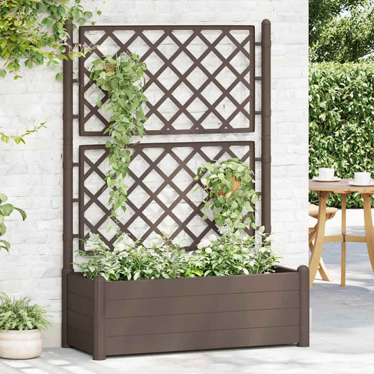 Vidaxl plantenbak met latwerk 100x43x142 cm pp mokka