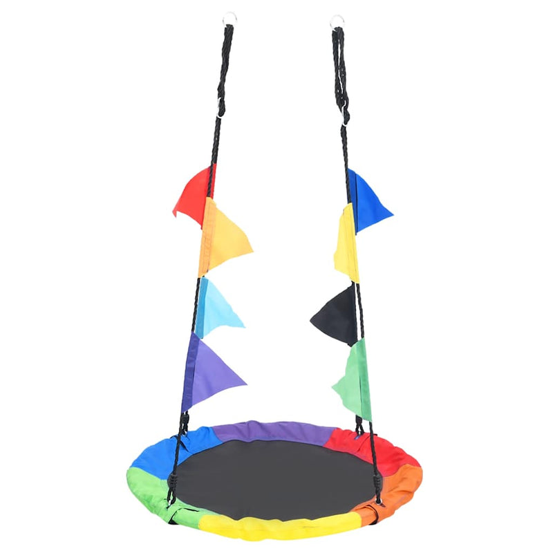 Load image into Gallery viewer, Vidaxl nestschommel met vlaggetjes 100 cm regenboogkleurig
