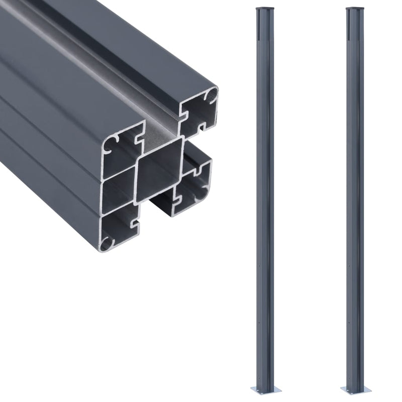 Load image into Gallery viewer, Vidaxl schuttingpalen 2 st 185 cm aluminium donkergrijs
