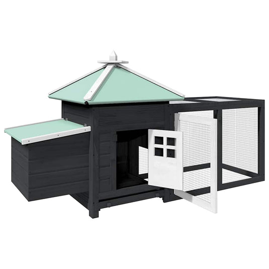 Vidaxl kippenhok met nestkast 190x72x102 massief vurenhout grijs