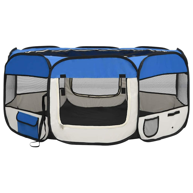 Laden Sie das Bild in Galerie -Viewer, Vidaxl hondenren inklapbaar met draagtas 145x145x61 cm blauw
