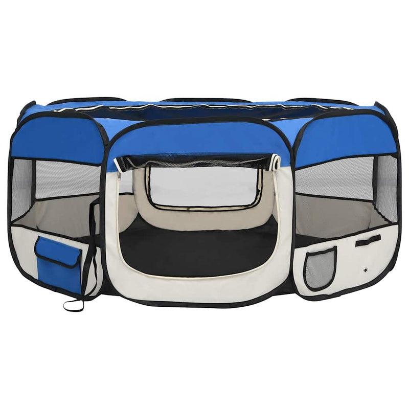 Laden Sie das Bild in Galerie -Viewer, Vidaxl hondenren inklapbaar met draagtas 145x145x61 cm blauw

