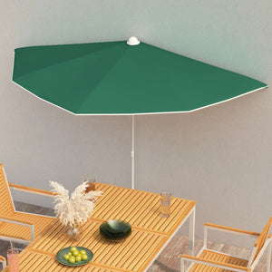 Vidaxl parasol half met paal 180x90 cm groen