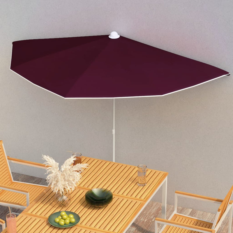 Load image into Gallery viewer, VidaXL Parasol half met paal 180x90 cm bordeauxrood
