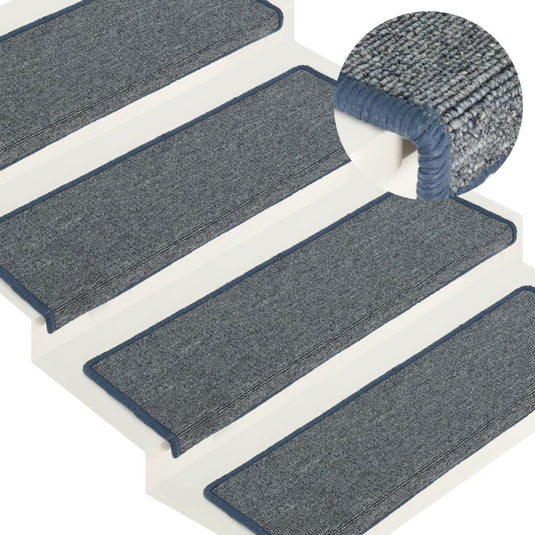 Vidaxl trapmatten 15 st 65x21x4 cm lichtgrijs en blauw