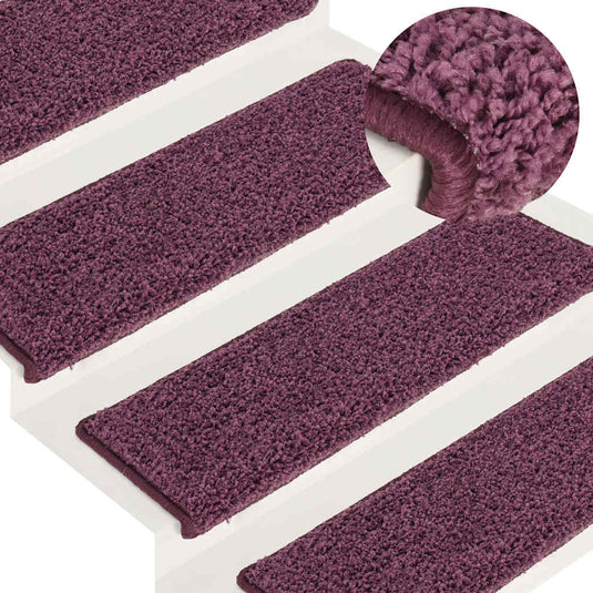 Vidaxl trapmatten 15 st 65x21x4 cm donkerpaars rechthoekige rand
