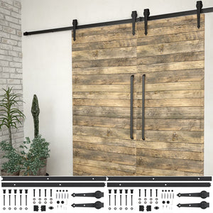 Vidaxl hardwaresets voor schuifdeuren 2 st 200 cm staal zwart