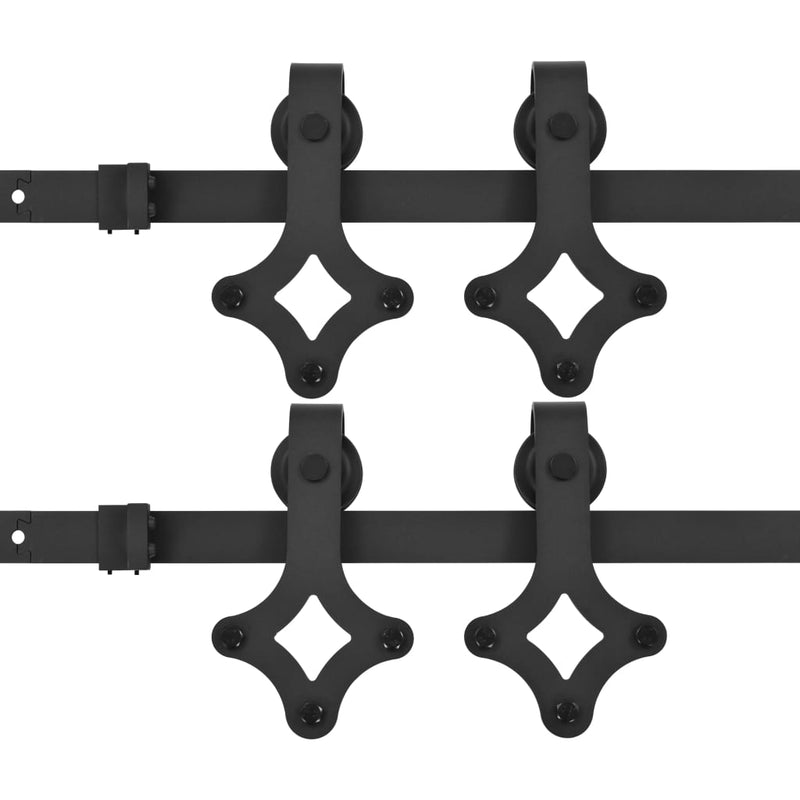 Load image into Gallery viewer, Vidaxl beslagsets voor schuifdeur 2 st 183 cm staal zwart
