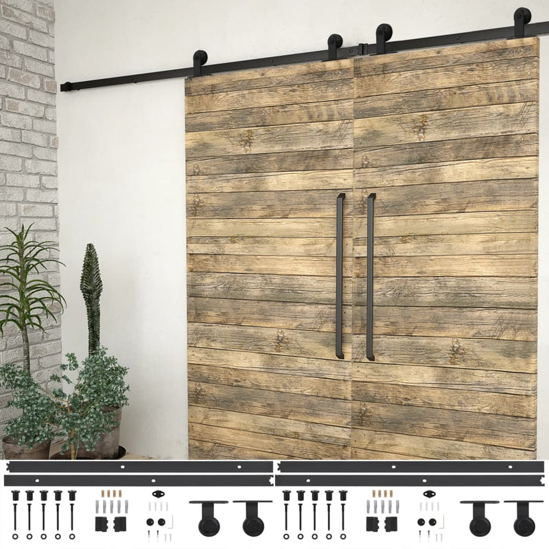 Load image into Gallery viewer, Vidaxl hardwaresets voor schuifdeuren 2 st 200 cm staal zwart
