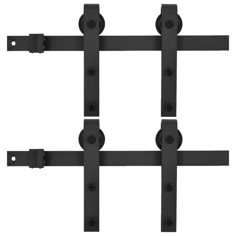 Load image into Gallery viewer, Vidaxl hardwaresets voor schuifdeuren 2 st 200 cm staal zwart
