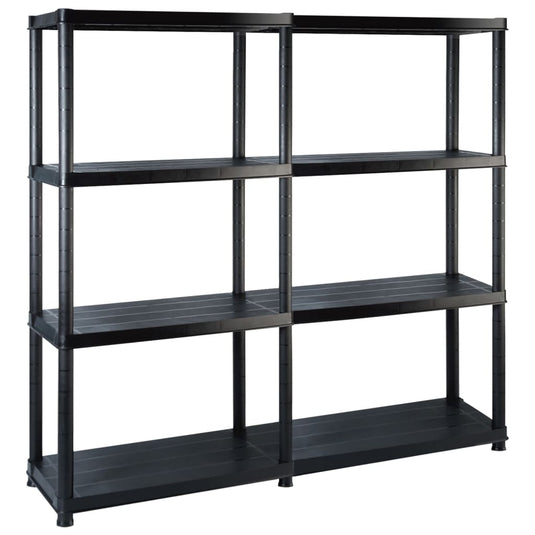 Vidaxl opbergrek 4-laags 122x30,5x130 cm kunststof zwart