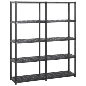 Vidaxl opbergrek 5-laags 142x38x170 cm kunststof zwart