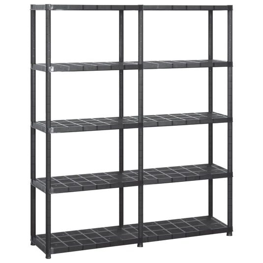 Vidaxl opbergrek 5-laags 142x38x170 cm kunststof zwart