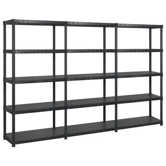 Vidaxl opbergrek 5-laags 274,5x45,7x185 cm kunststof zwart