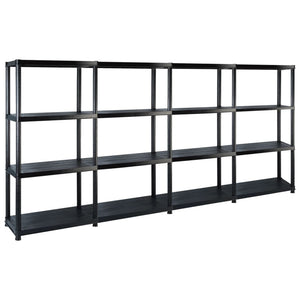 Vidaxl opbergrek 4-laags 244x30,5x130 cm kunststof zwart