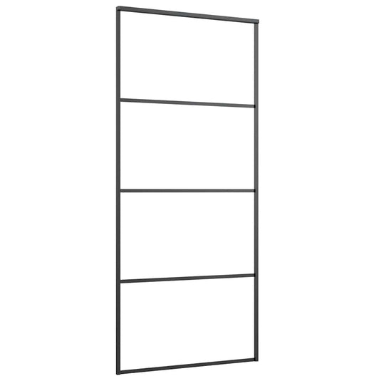 Vidaxl schuifdeur 90x205 cm aluminium en esg-glas zwart