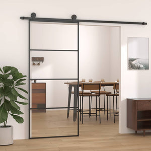Vidaxl schuifdeur 90x205 cm aluminium en esg-glas zwart