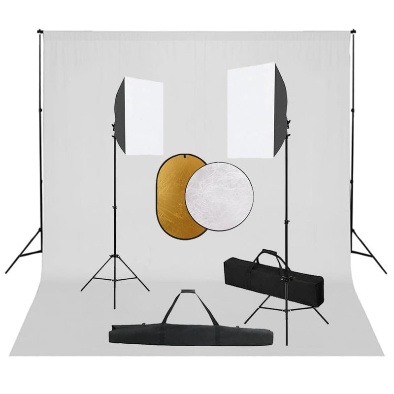 Load image into Gallery viewer, Vidaxl fotostudioset met softboxlampen, achtergrond en reflector
