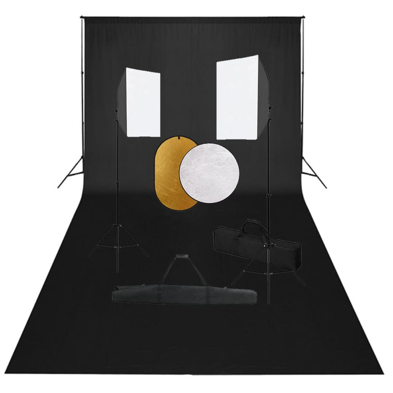 Load image into Gallery viewer, Vidaxl fotostudioset met softboxlampen, achtergrond en reflector
