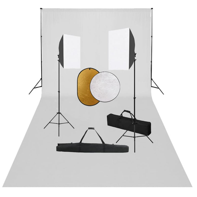 Load image into Gallery viewer, Vidaxl fotostudioset met softboxlampen, achtergrond en reflector
