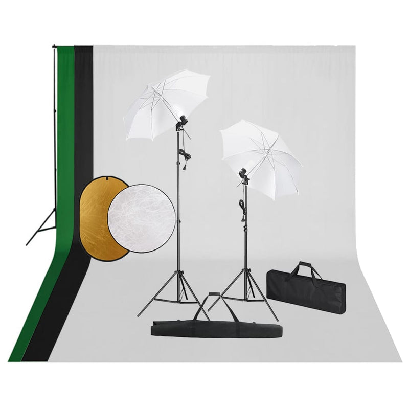 Load image into Gallery viewer, Vidaxl fotostudioset met lampen, achtergrond en reflector
