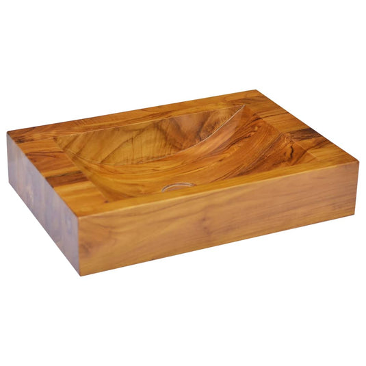 Vidaxl wastafel 50x35x10 cm massief teakhout