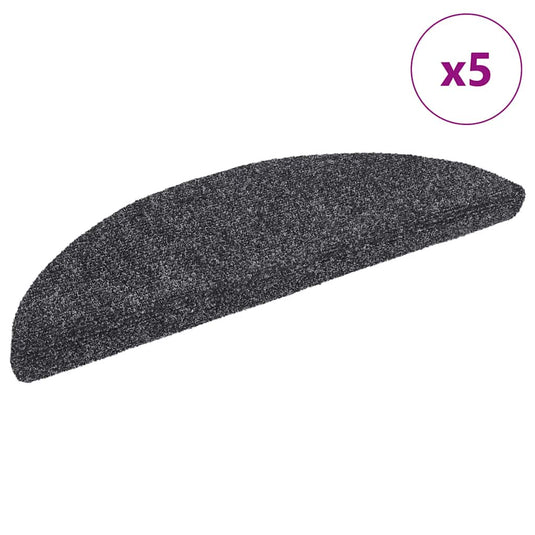 Vidaxl trapmatten zelfklevend 5 stuks 56x17x3 cm donkergrijs halfrond