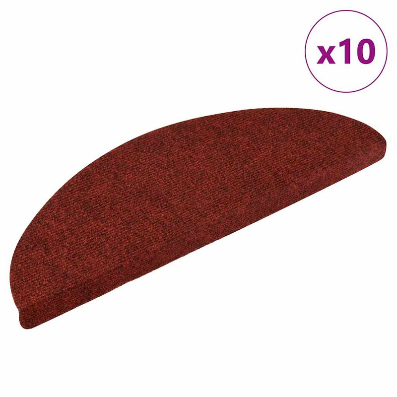 Load image into Gallery viewer, Vidaxl trapmatten zelfklevend 10 st 56x17x3 cm bordeaux rood halfrond

