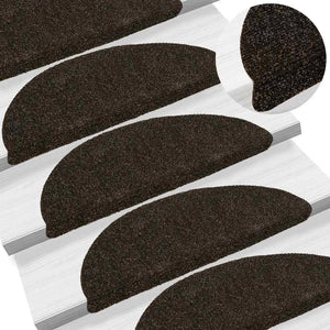 Vidaxl trapmatten zelfklevend 5 stuks 56x17x3 cm donkerbruin halfrond