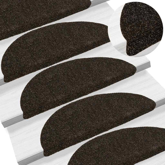 Vidaxl trapmatten zelfklevend 5 stuks 56x17x3 cm donkerbruin halfrond