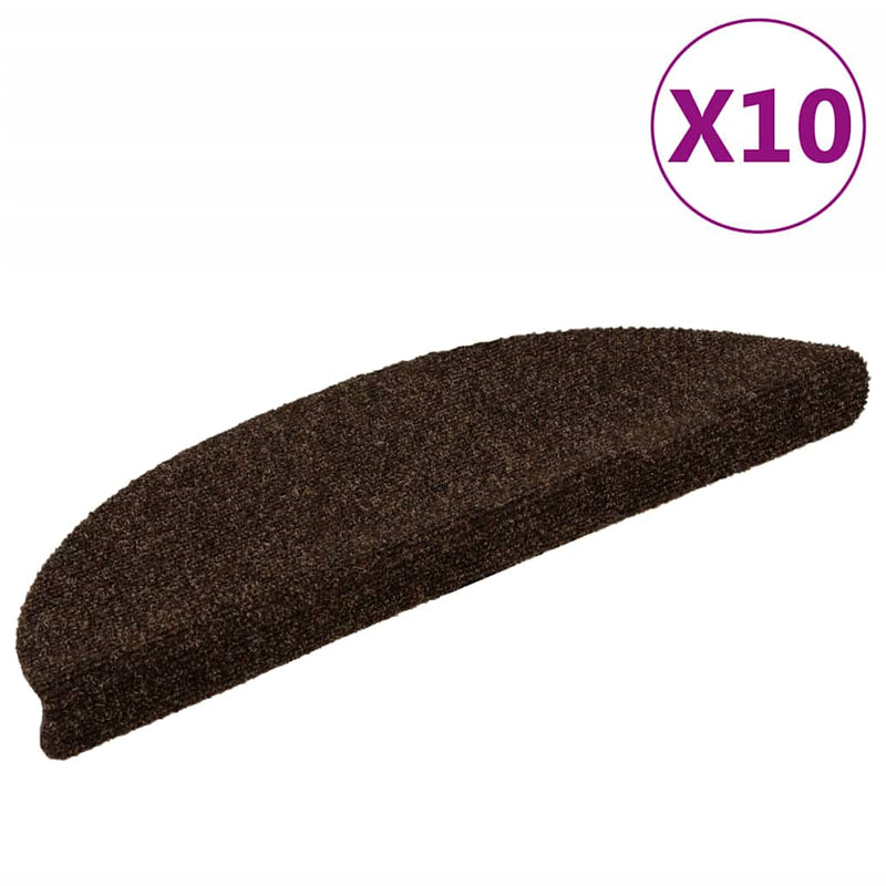 Load image into Gallery viewer, Vidaxl trapmatten zelfklevend 10 stuks 56x17x3 cm bruin halfrond
