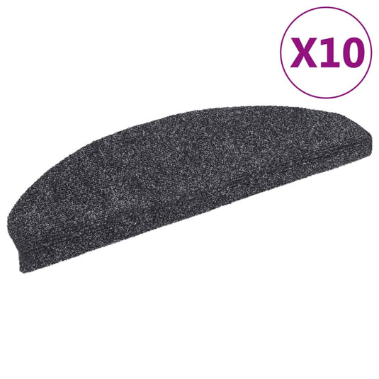 Vidaxl trapmatten zelfklevend 10 st 65x21x4 cm donkergrijs halfrond groot