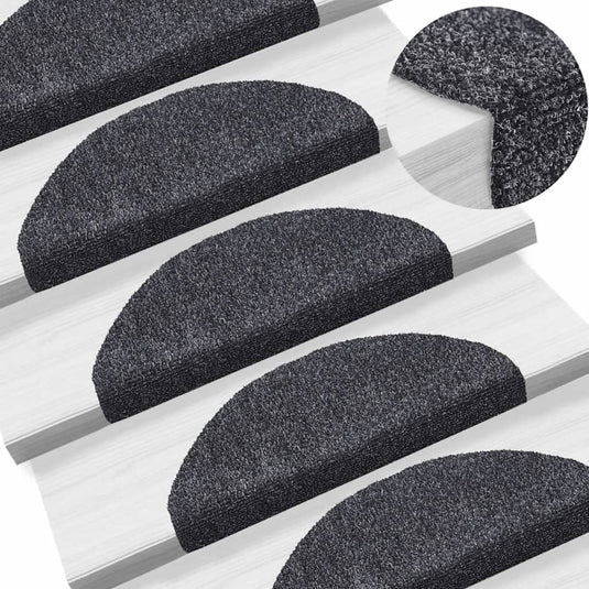 Vidaxl trapmatten zelfklevend 10 st 65x21x4 cm donkergrijs halfrond groot