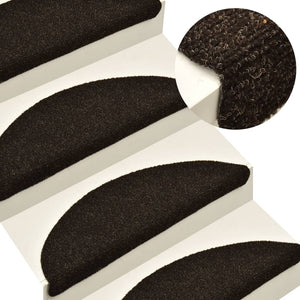 Vidaxl trapmatten zelfklevend 5 stuks 65x21x4 cm donkerbruin halfrond groot