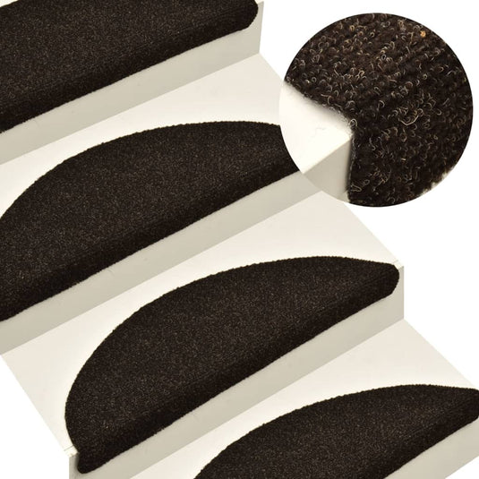 Vidaxl trapmatten zelfklevend 5 stuks 65x21x4 cm donkerbruin halfrond groot