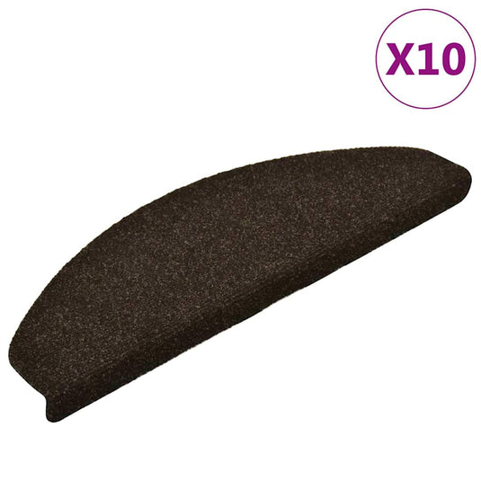 Vidaxl trapmatten zelfklevend 10 st 65x21x4 cm donkerbruin halfrond groot