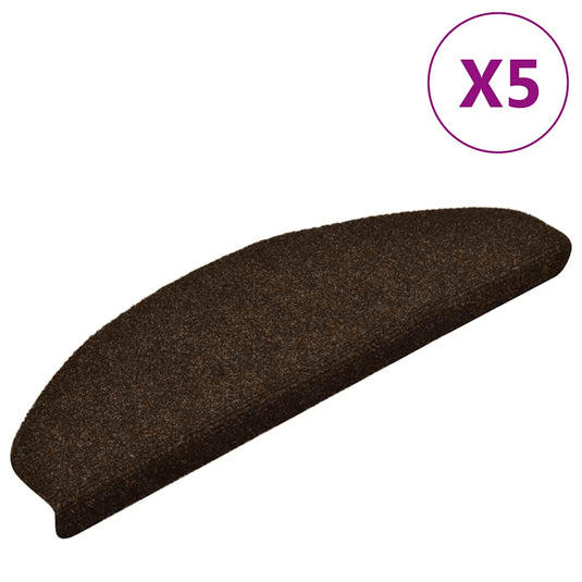 Vidaxl trapmatten zelfklevend 5 stuks 65x21x4 cm bruin halfrond groot