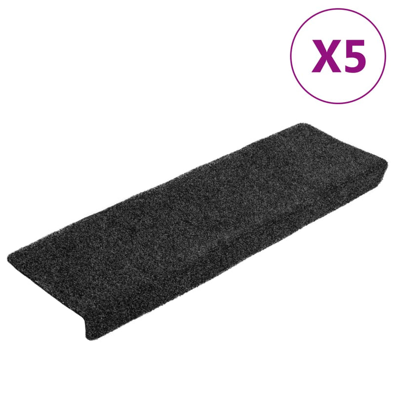 Load image into Gallery viewer, Vidaxl trapmatten zelfklevend 5 stuks 65x21x4 cm grijs rechthoekige rand
