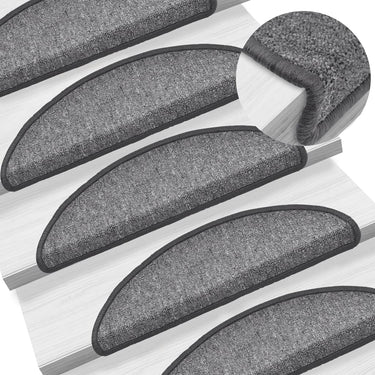 Vidaxl trapmatten 10 st 56x17x3 cm donkergrijs halfrond