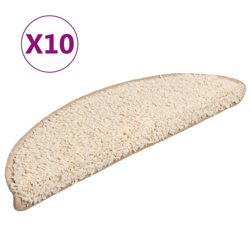 Load image into Gallery viewer, Vidaxl trapmatten 10 st 56x17x3 cm crème halfrond
