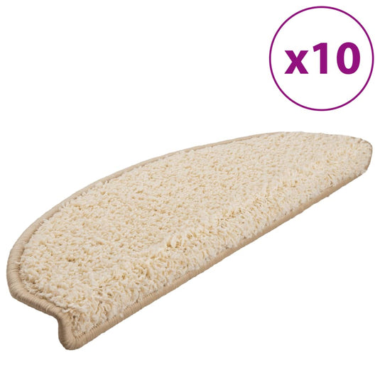 Vidaxl trapmatten 10 st 65x21x4 cm crème halfrond groot
